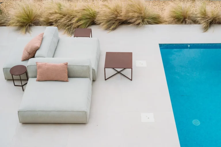 Swimming pool and sofas